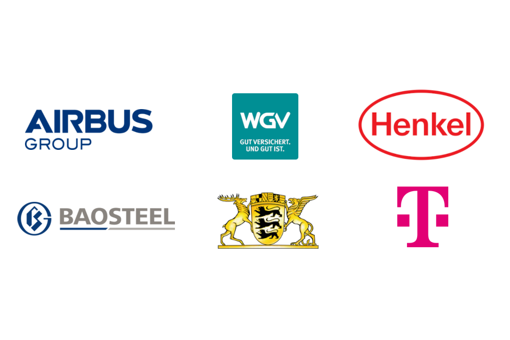 Siete logotipos de clientes