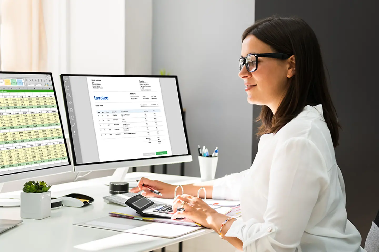 Submit online taxes and invoice using computer