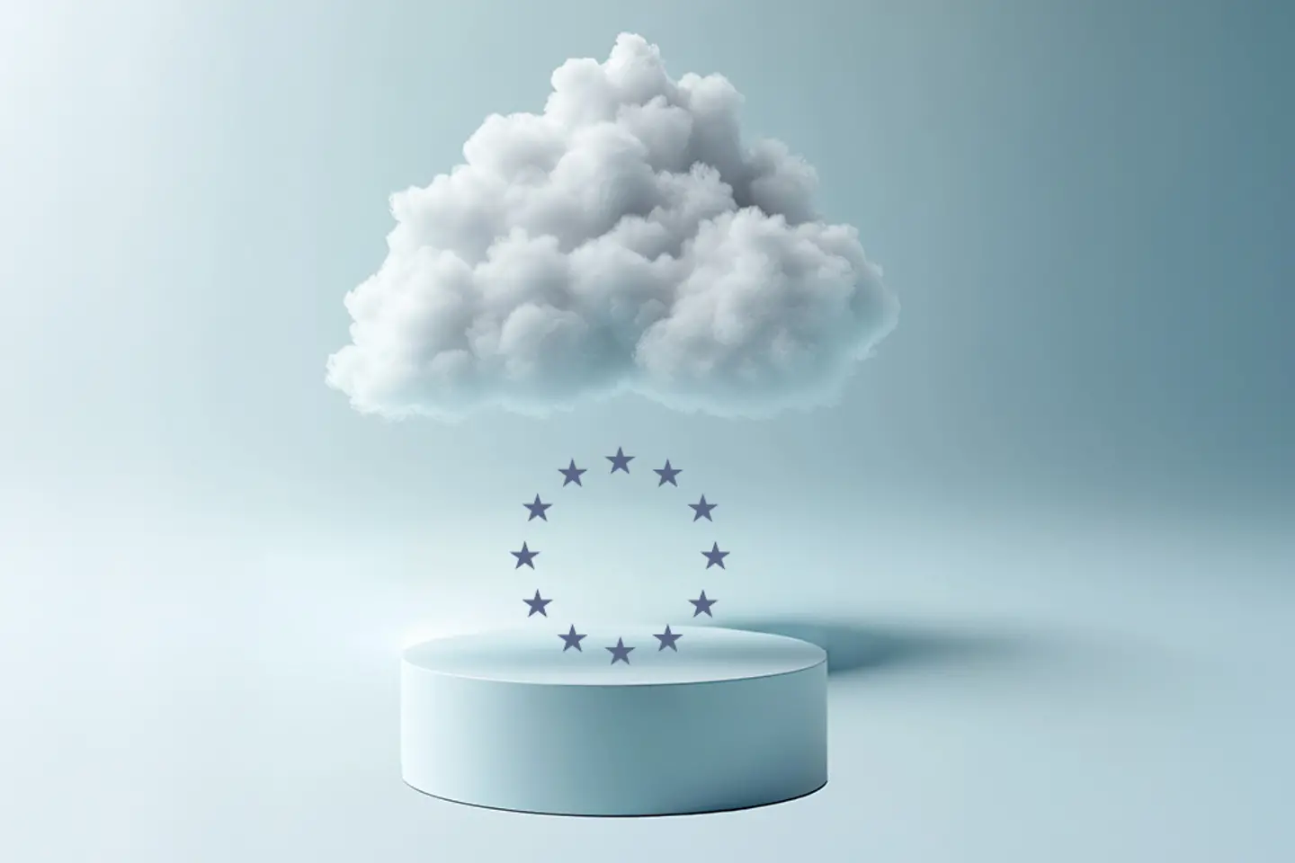 AI-generated image - White cloud above the EU ring of stars, AI-generated image