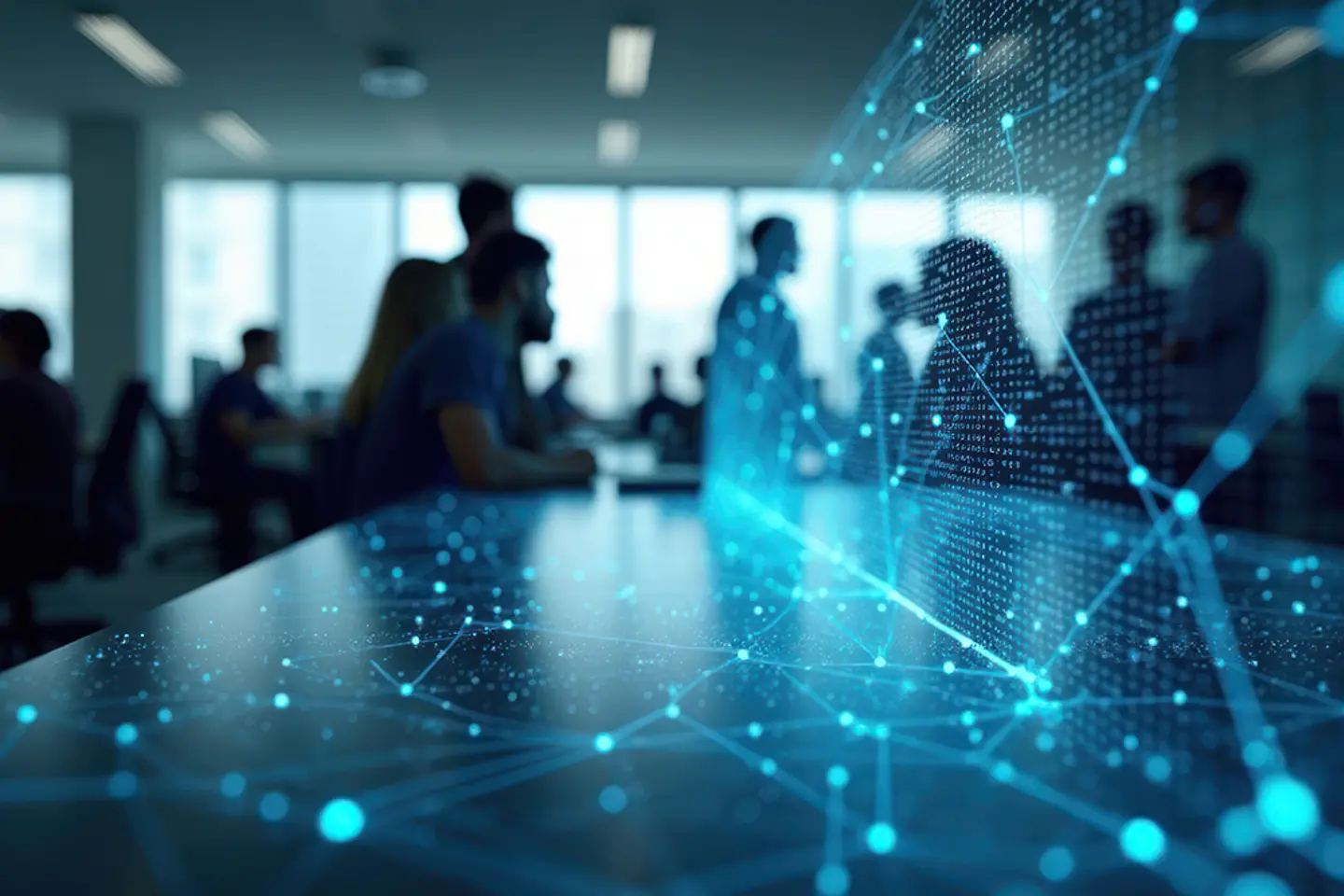 AI-generated image - Coworkers in a busy office, AI generated image