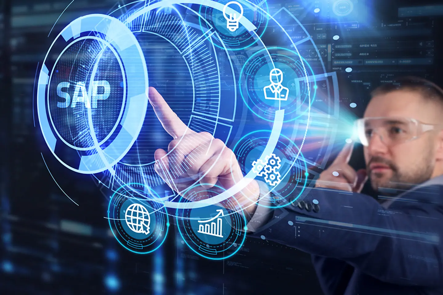 SAP System Software Automation concept on virtual screen data center.