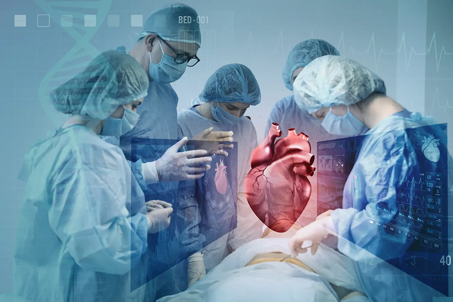 A team of doctors in the operating theater.