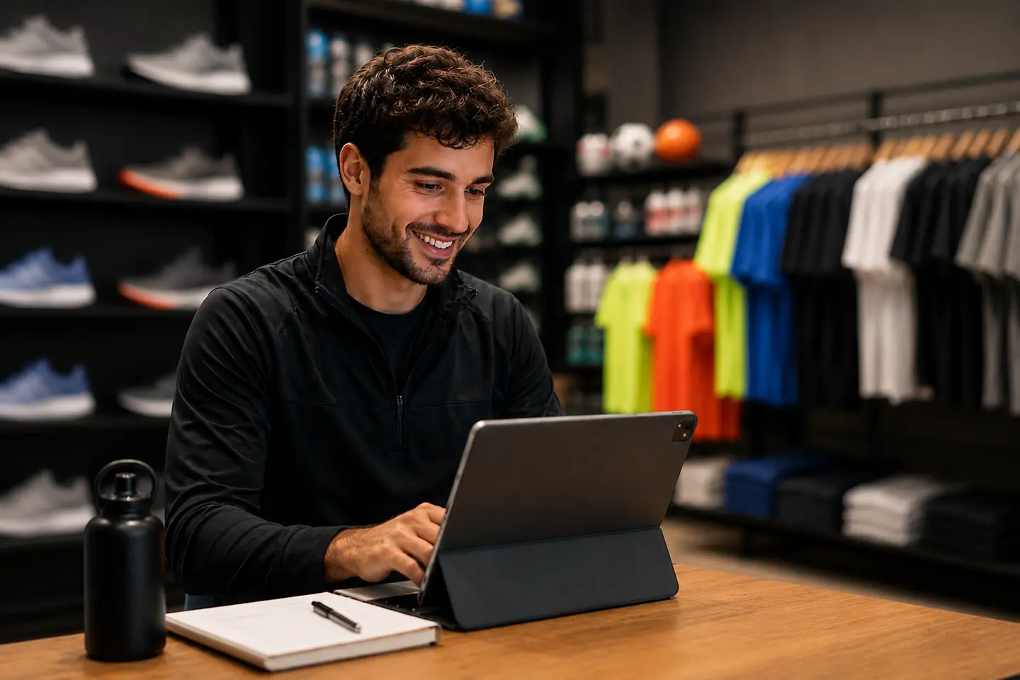 KI-generiertes Bild - Store manager with tablet in a sporting goods store