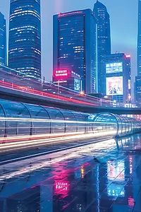 AI-generated image - IMage of a busy futuristic city with night lights