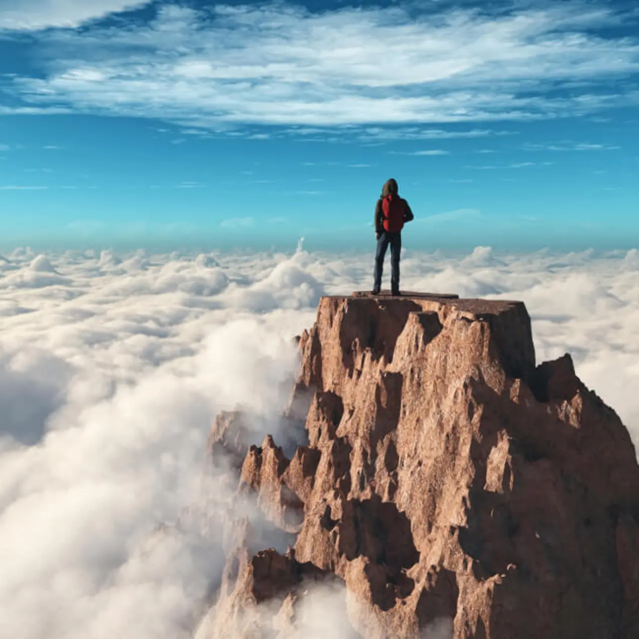 Hikers on mountain top