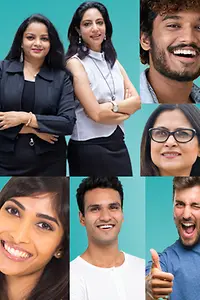 Collage with employees of T-Systems India