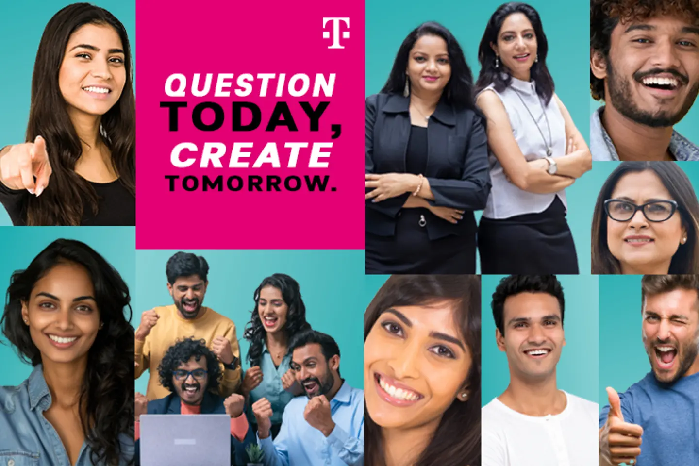 Collage with employees of T-Systems India