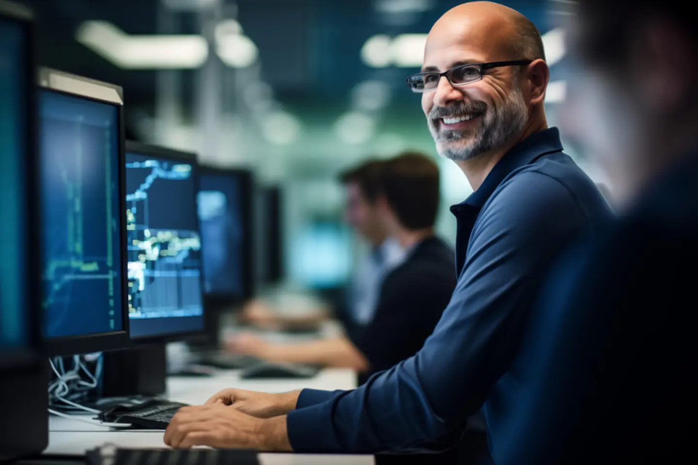 Programador que trabalha com software de segurança cibernética